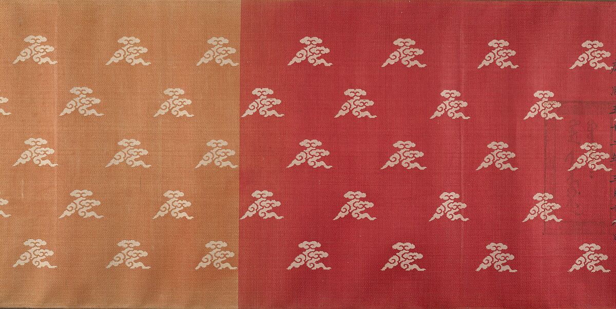 Textile for a handscroll, Handscroll; ink and color on silk and paper backed, China