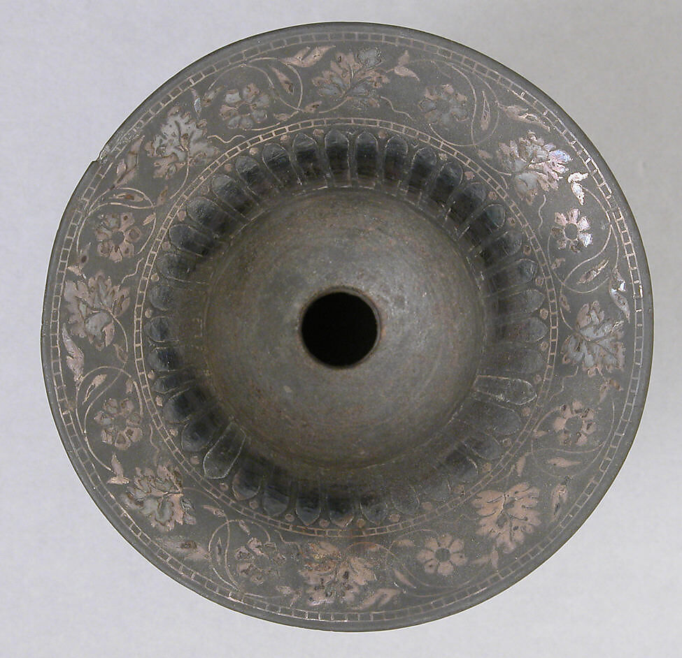 Spittoon in Double Bell Design, Zinc and copper alloy; cast, engraved, inlaid with silver (bidri ware)