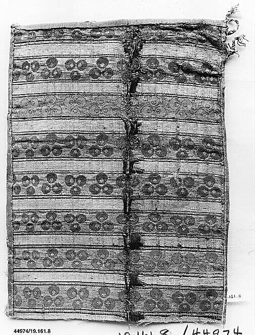 Brocade Fragment, Silk, metal wrapped thread; brocaded 