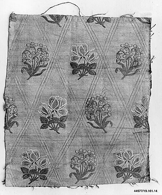 Textile Fragment, Silk, metal wrapped thread; brocaded