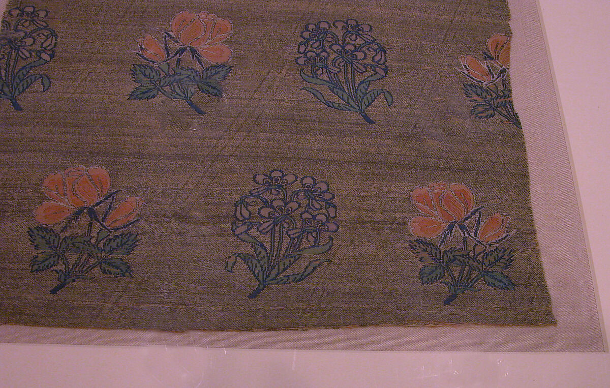 Textile Fragment, Silk, metal wrapped thread; brocaded