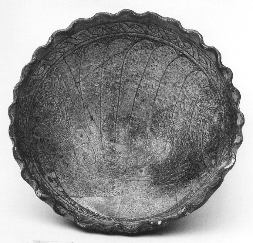 Bowl, Earthenware; slip-covered, glazed
