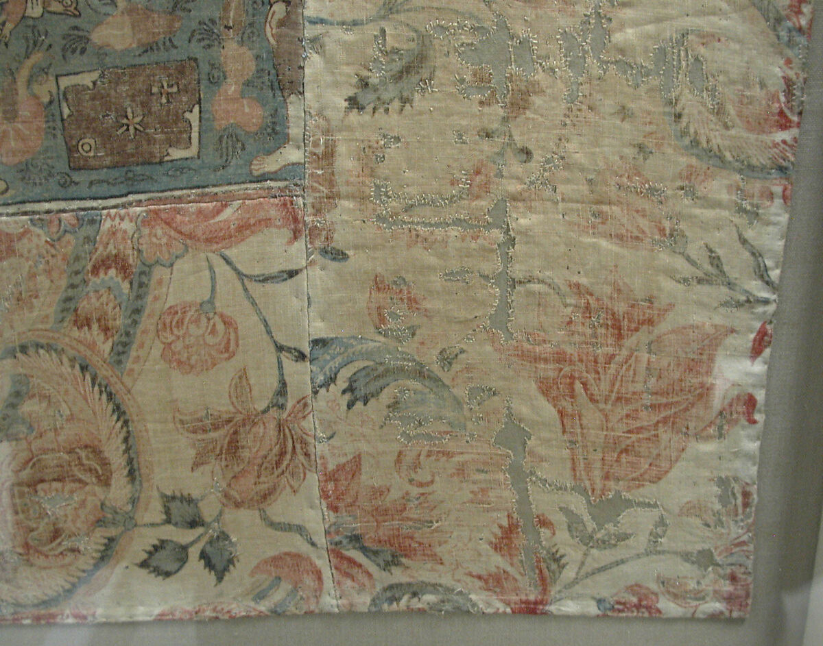 Kalamkari Hanging with Figures in an Architectural Setting, Cotton; plain weave, mordant-painted and dyed, resist-dyed