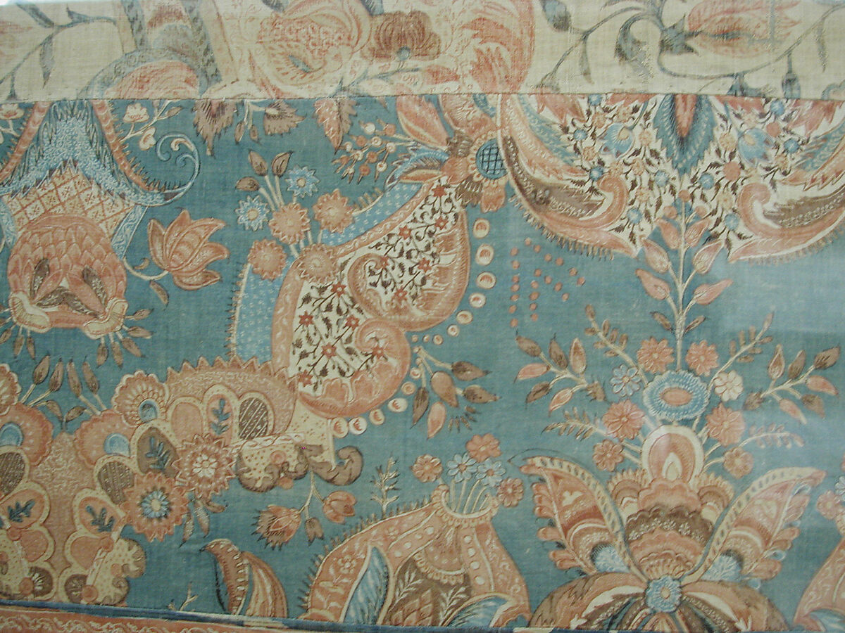 Kalamkari Hanging with Figures in an Architectural Setting, Cotton; plain weave, mordant-painted and dyed, resist-dyed