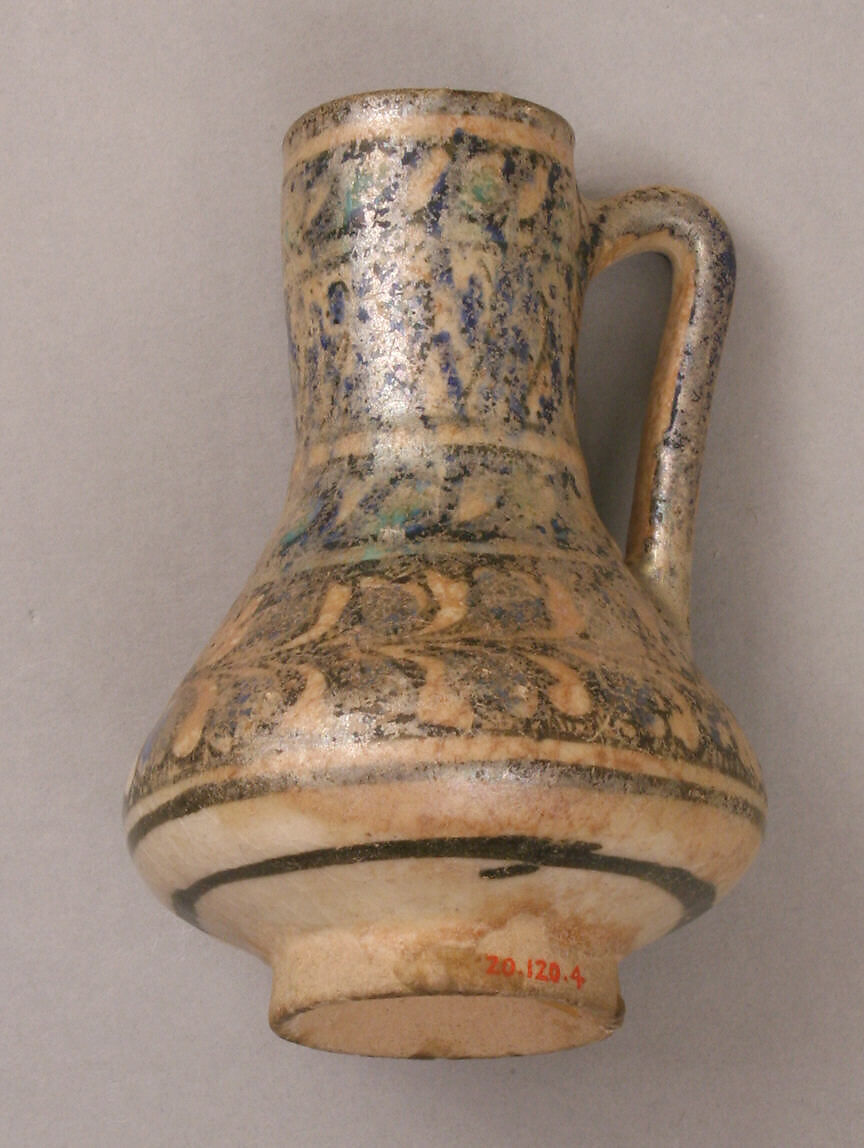 Ewer, Stonepaste; underglaze painted