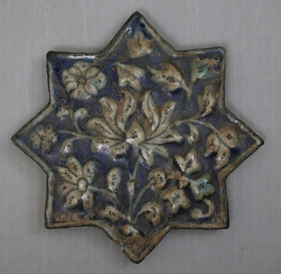 Star-Shaped Tile, Stonepaste; molded, glazed 