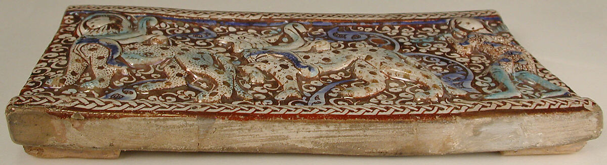 Tile, Stonepaste; luster-painted