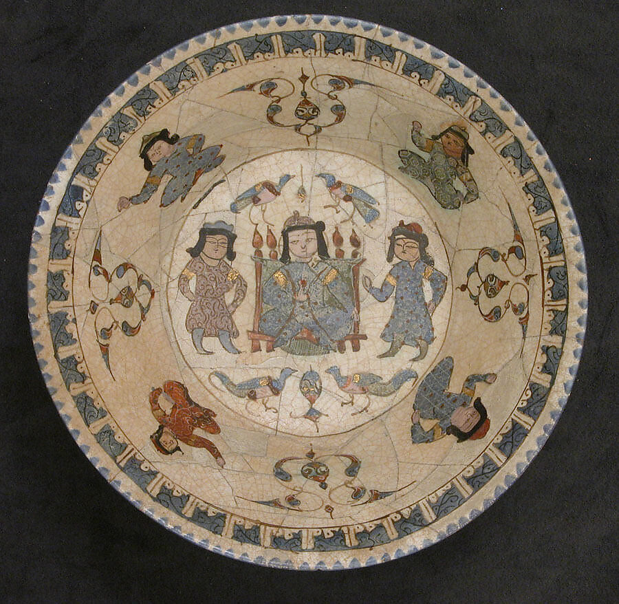 Bowl, Stonepaste; overglaze painted (mina'i)