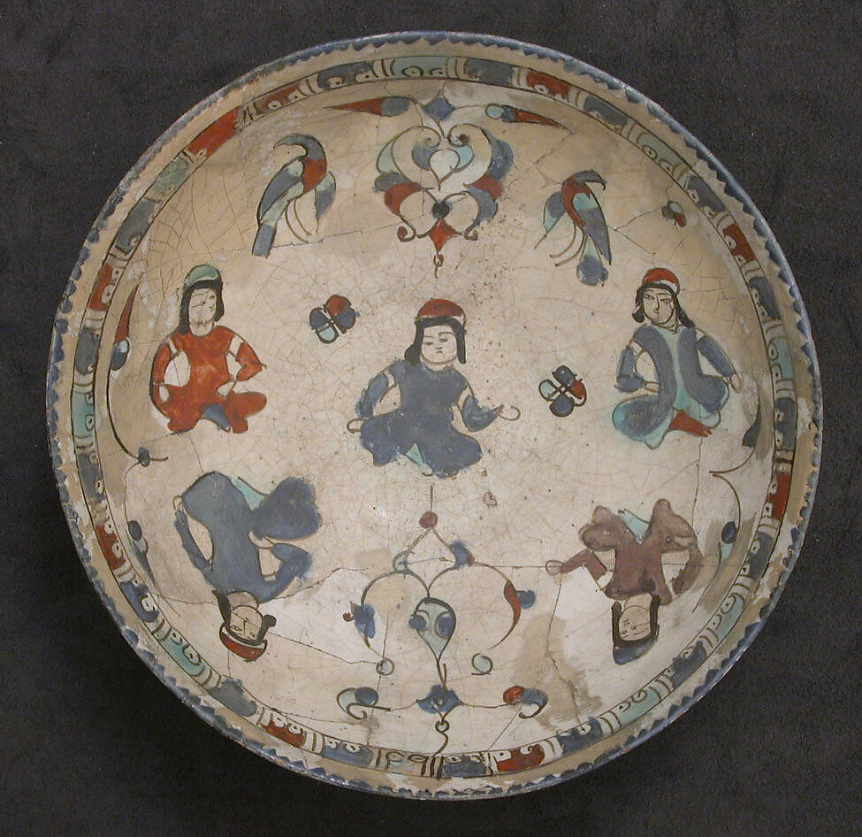Bowl, Stonepaste; overglaze painted (mina'i) 