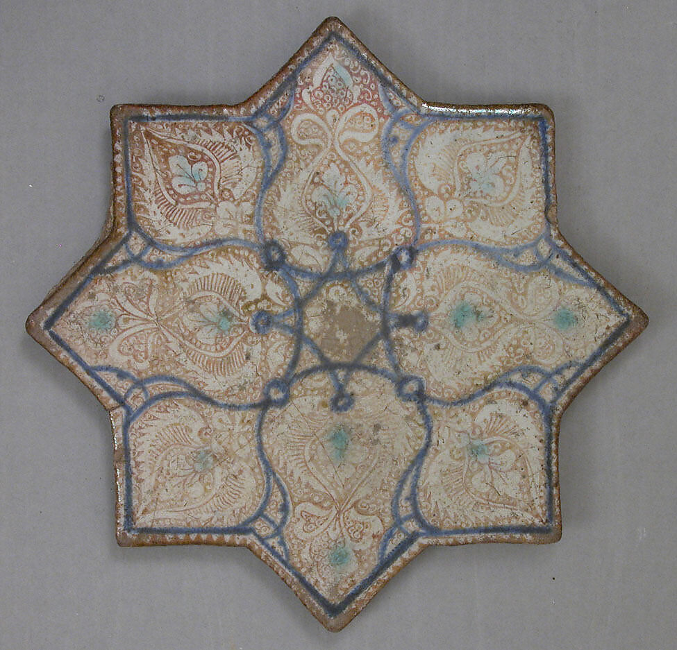 Star-Shaped Tile, Stonepaste; luster-painted 