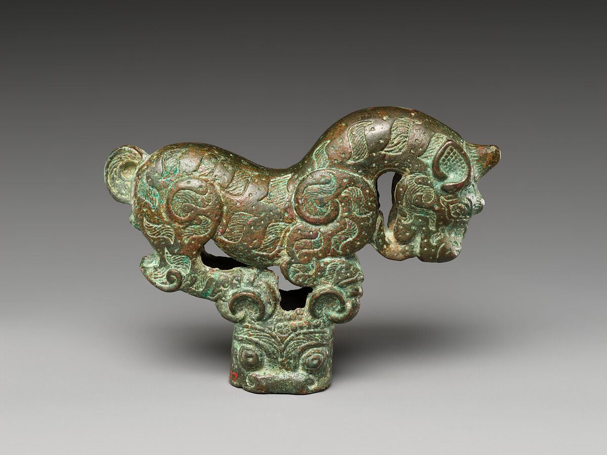 Finial in the Shape of a Tiger, Bronze, China
