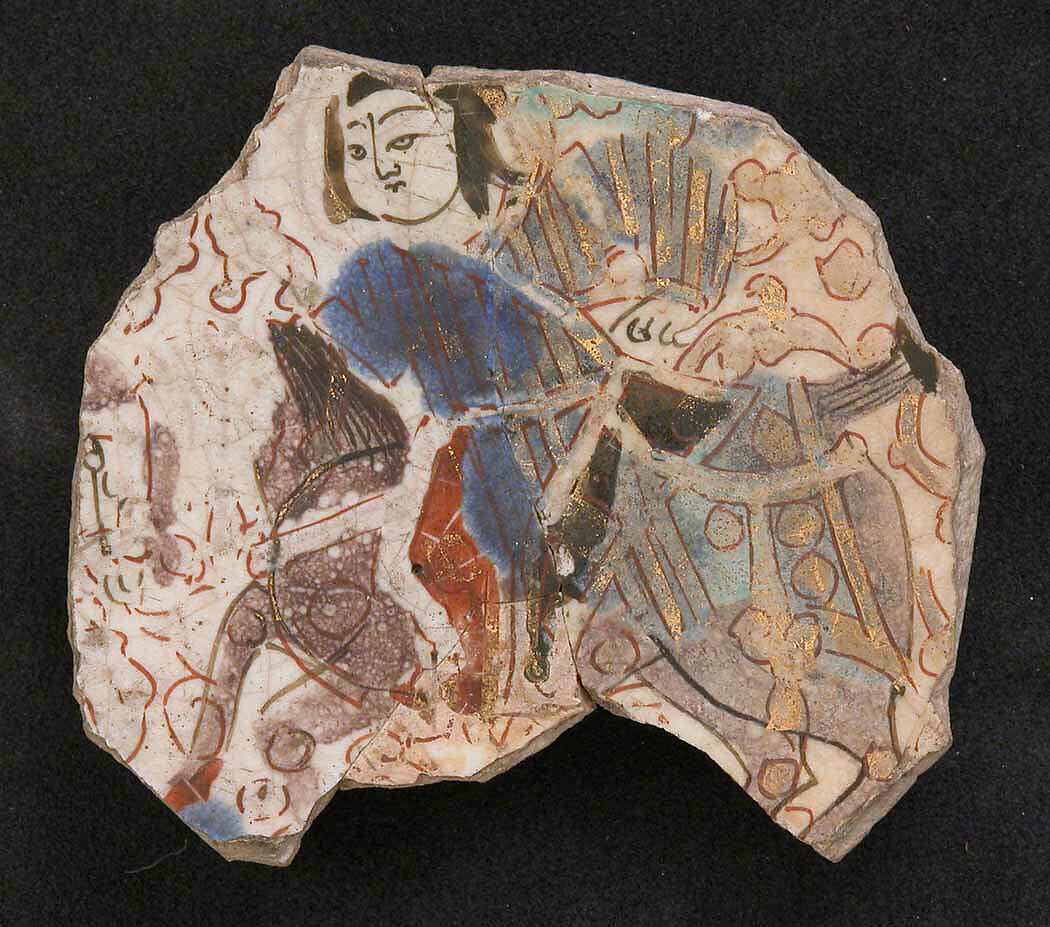 Fragment of a Bowl, Stonepaste; overglaze painted 