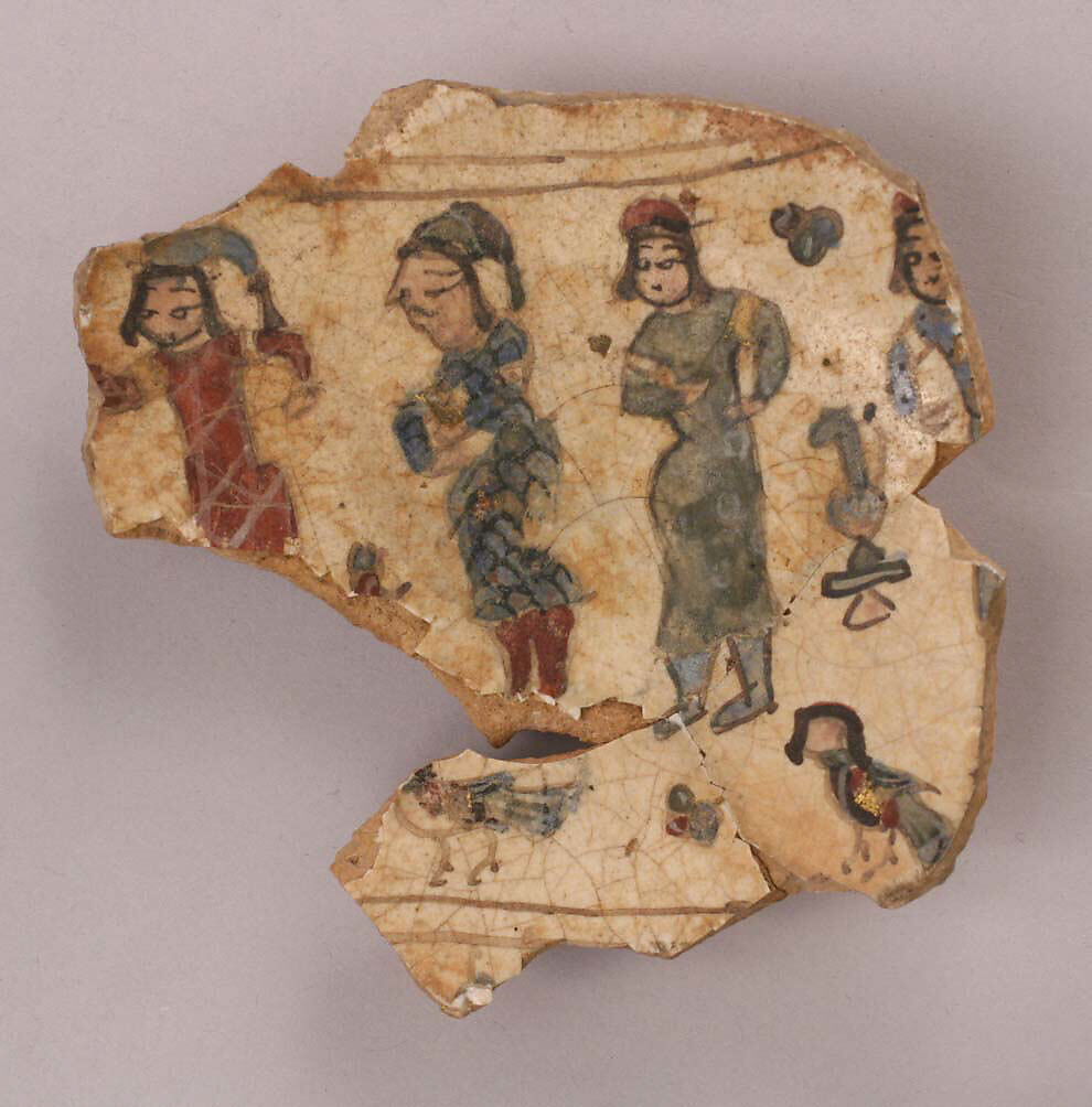 Fragment of a Bowl, Stonepaste; overglaze painted (mina'i) 