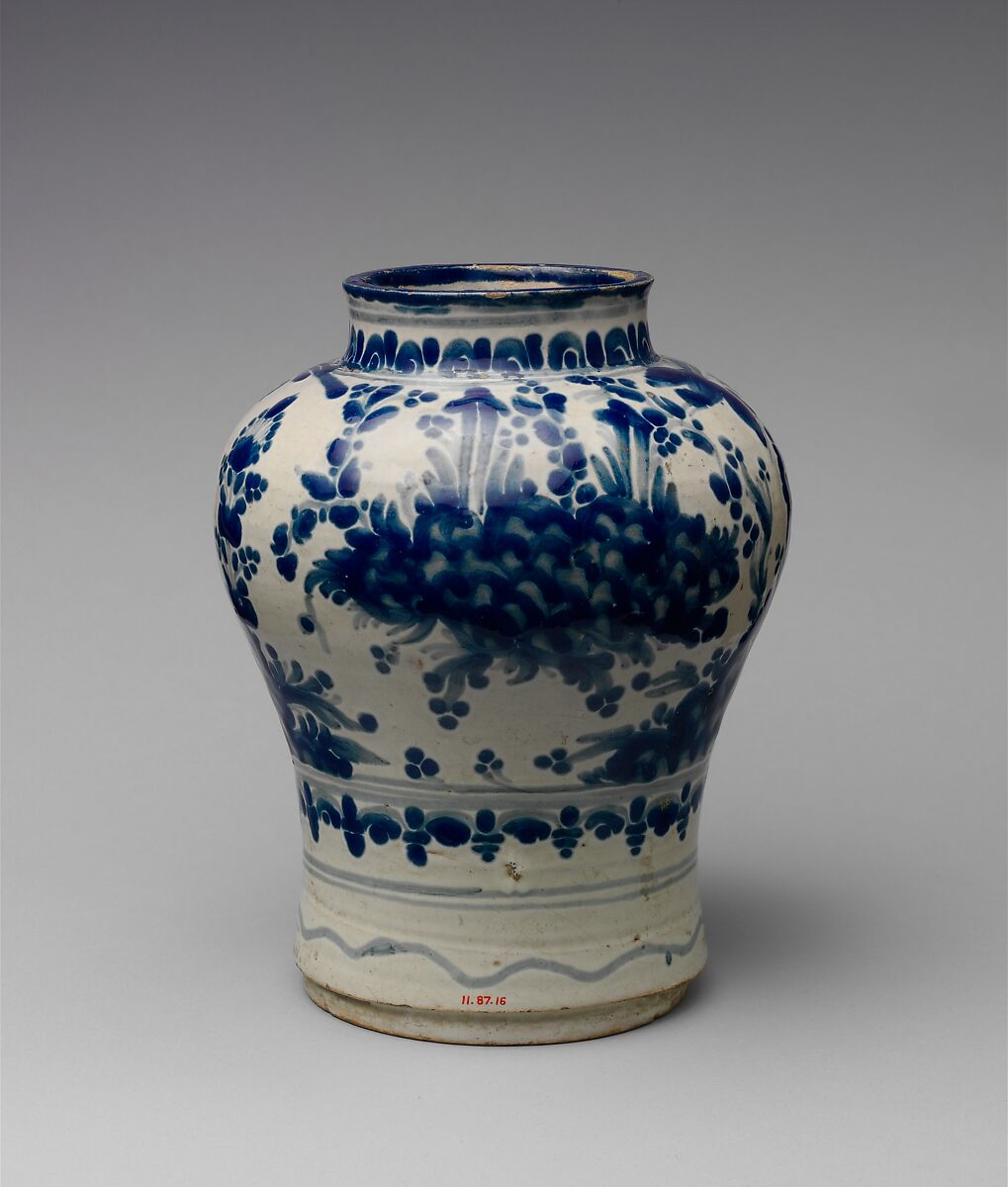 Jar, Tin-glazed earthenware, Mexican 