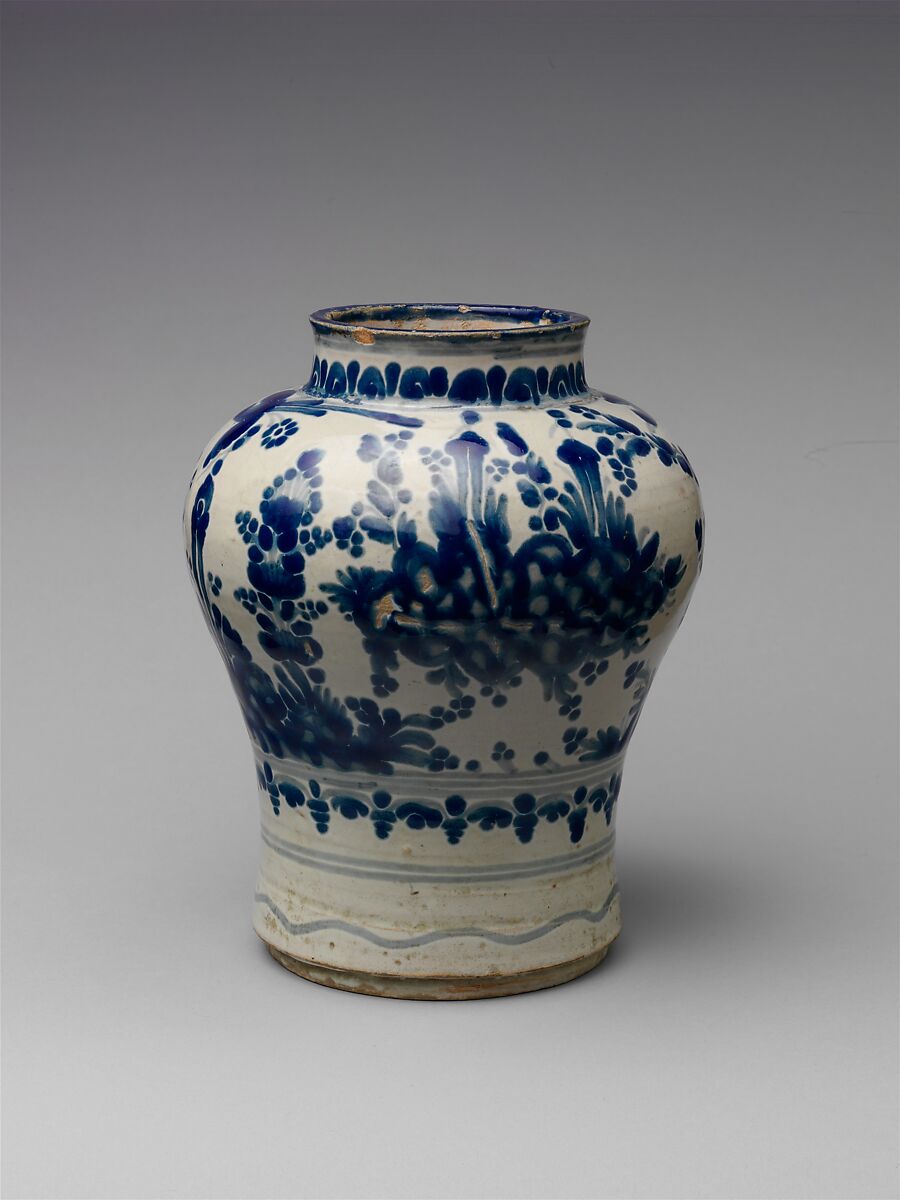 Jar, Tin-glazed earthenware, Mexican