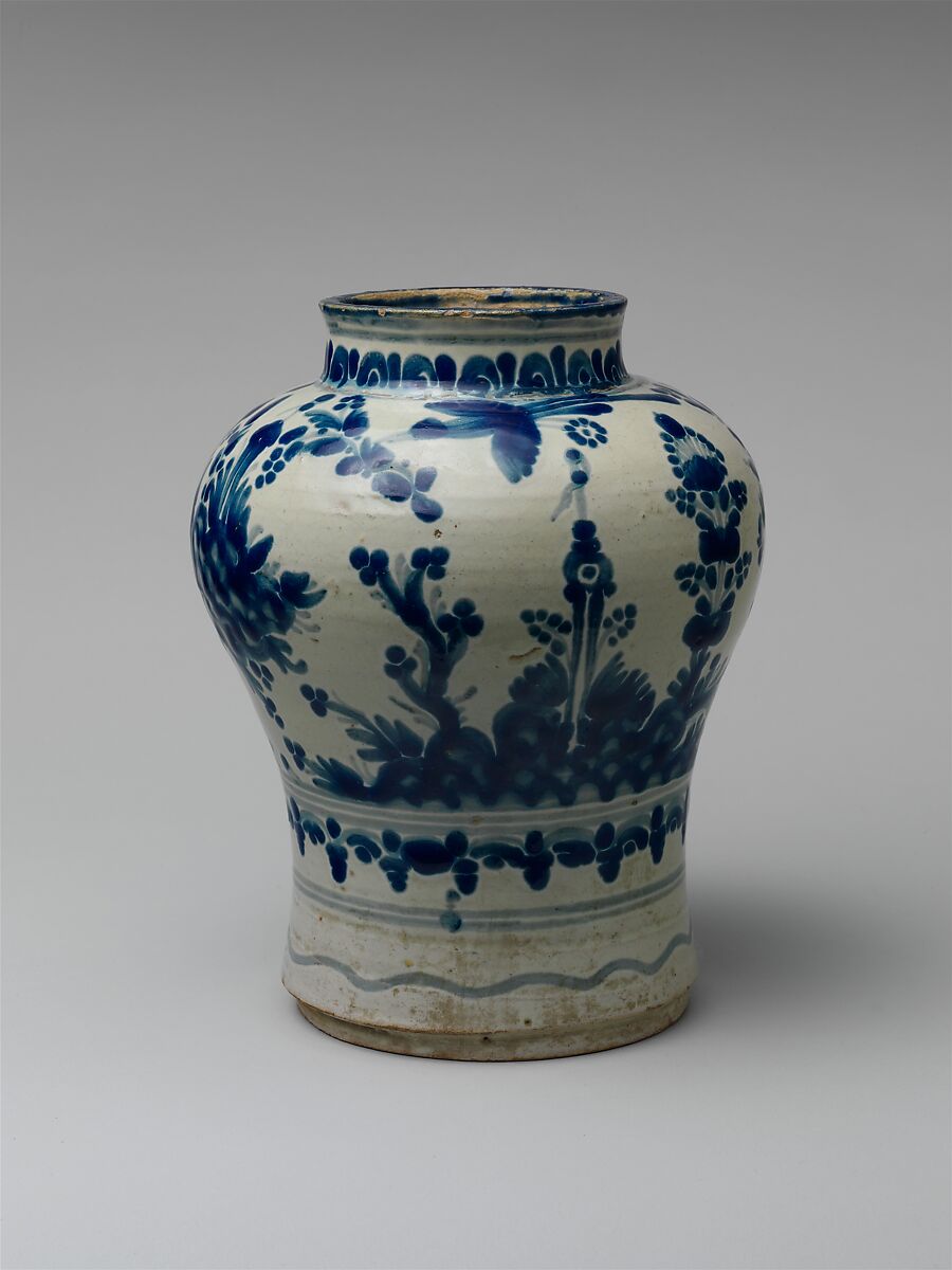 Jar, Tin-glazed earthenware, Mexican