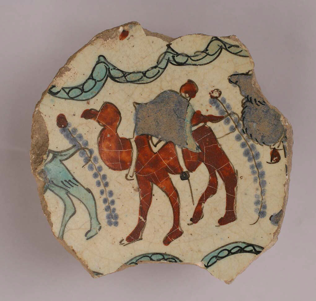 Fragment of a Bowl, Stonepaste; overglaze painted (mina'i) 