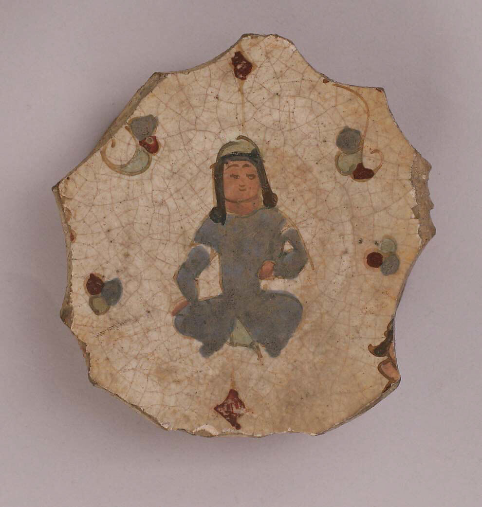 Fragment of a Bowl, Stonepaste; overglaze painted (mina'i) 