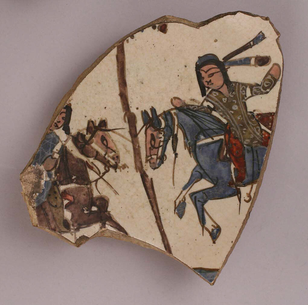 Fragment of a Bowl, Stonepaste; overglaze painted (mina'i) 