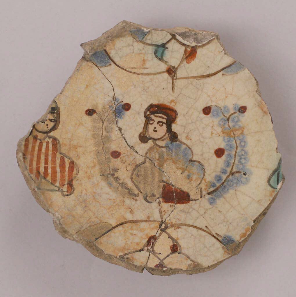 Fragment of a Bowl, Stonepaste; overglaze painted (mina'i) 