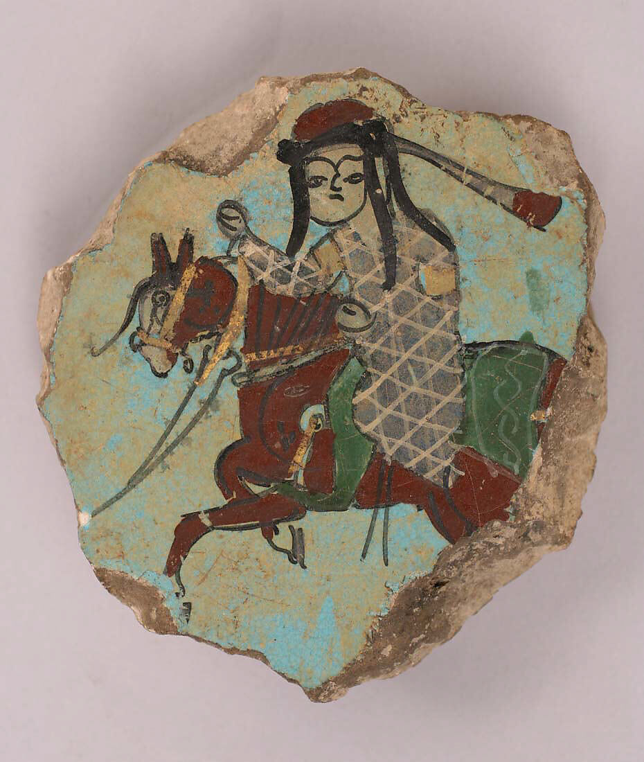 Fragment of a Bowl, Stonepaste; overglaze painted (mina'i) 