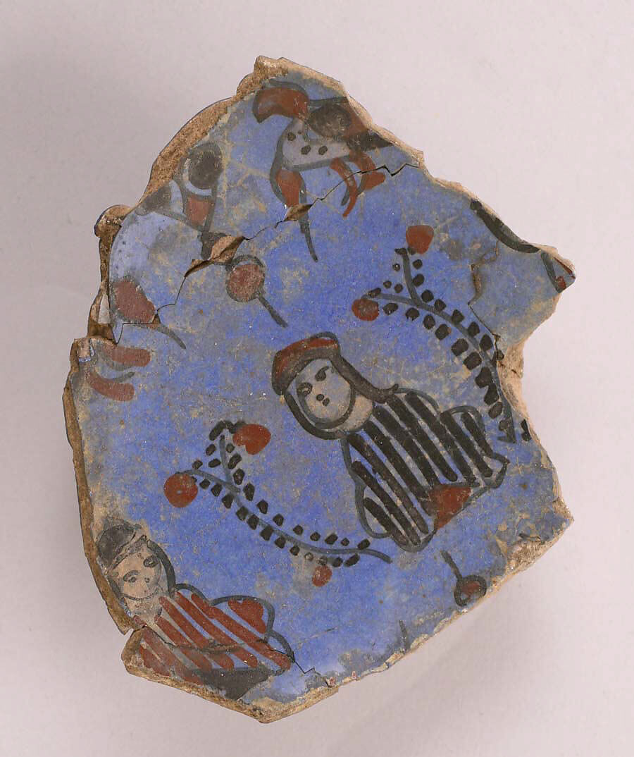 Fragment of a Bowl, Stonepaste; overglaze painted (mina'i) 