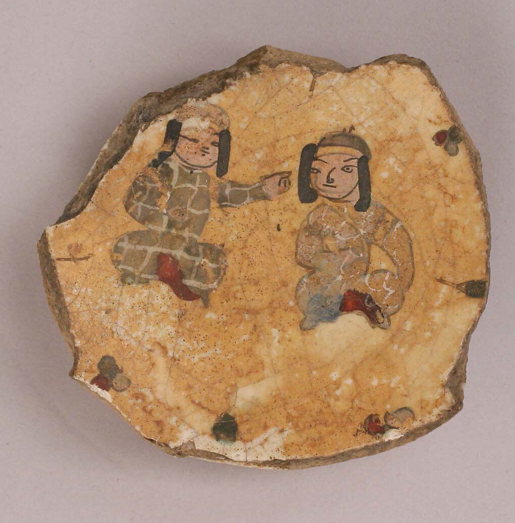 Fragment of a Bowl, Stonepaste; overglaze painted (mina'i) 