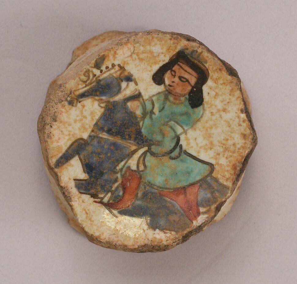 Fragment of a Bowl, Stonepaste; overglaze painted (mina'i) 