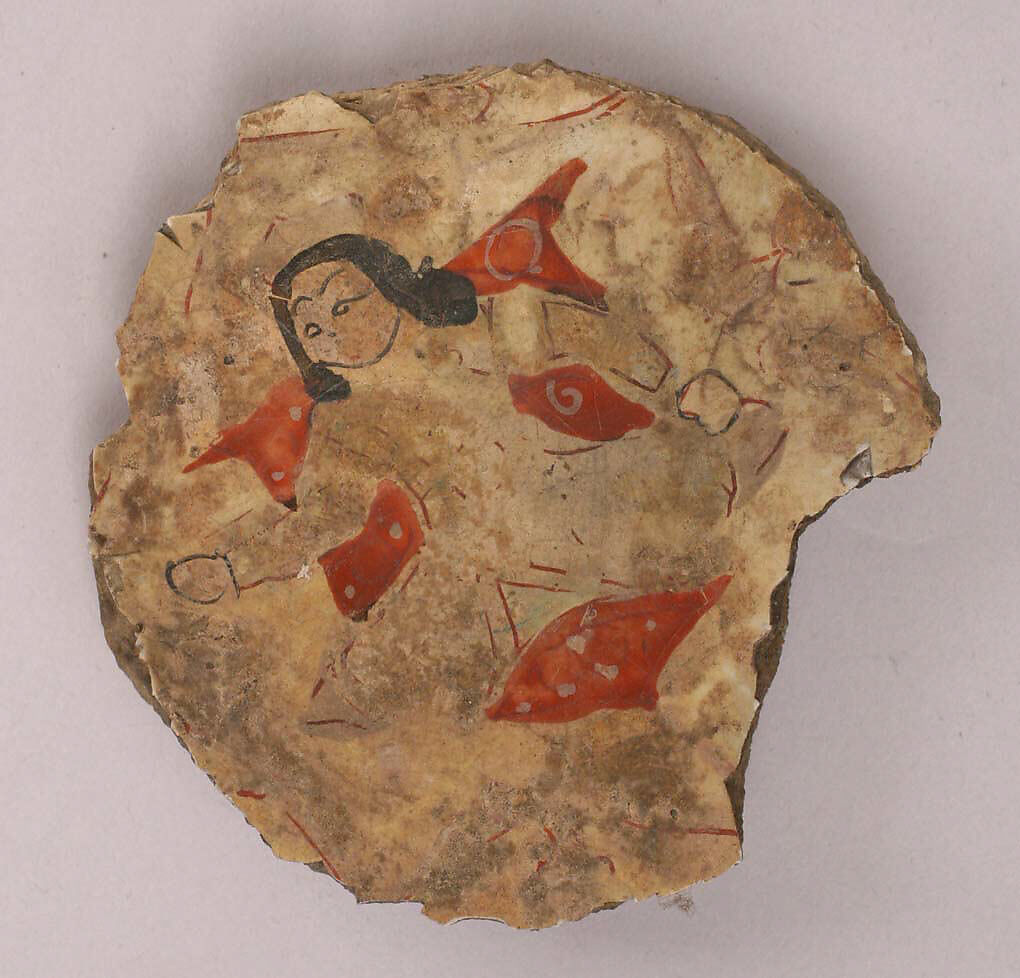 Fragment of a Bowl, Stonepaste; overglaze painted (mina'i) 