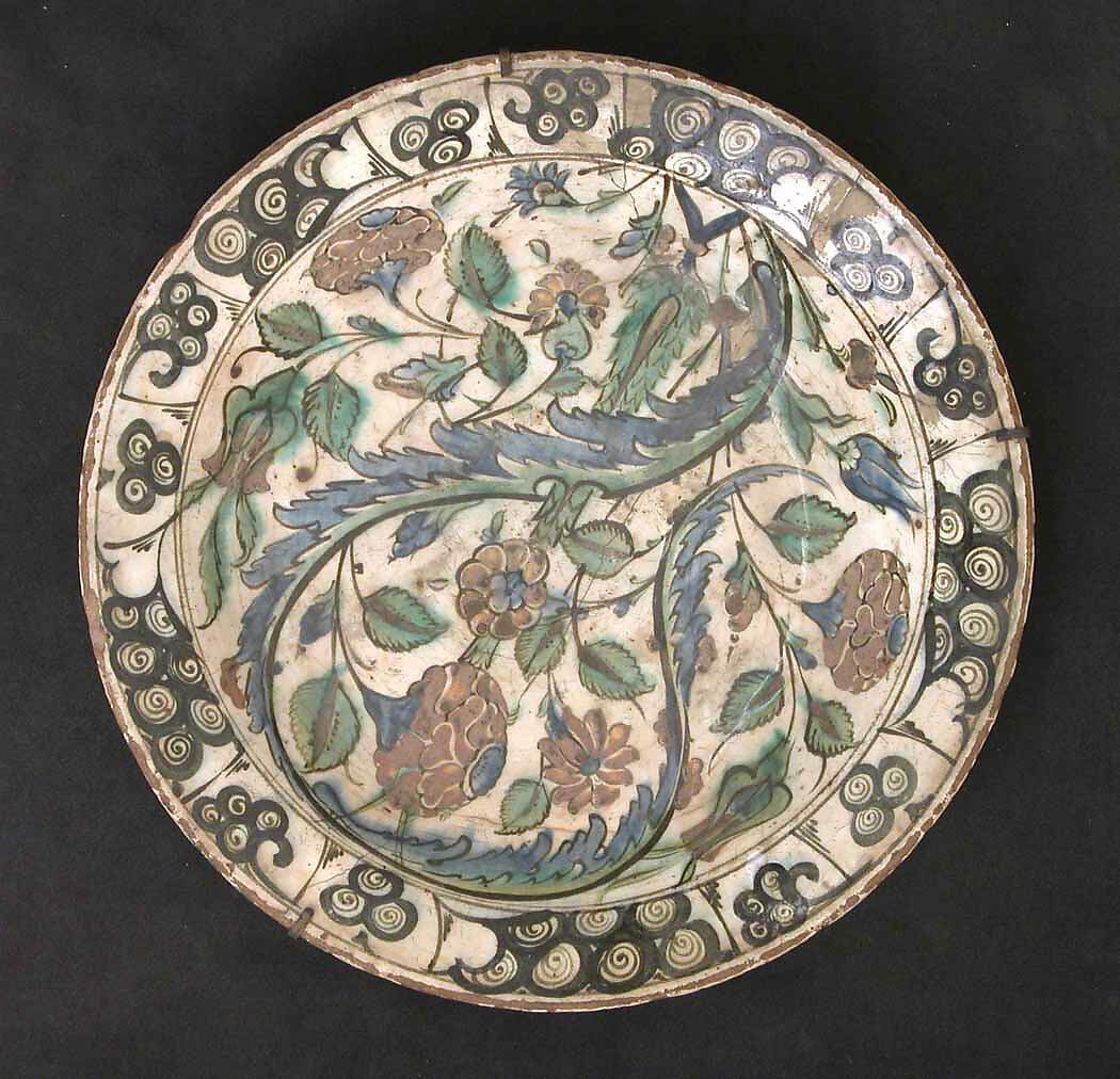 Dish, Stonepaste; underglaze painted 