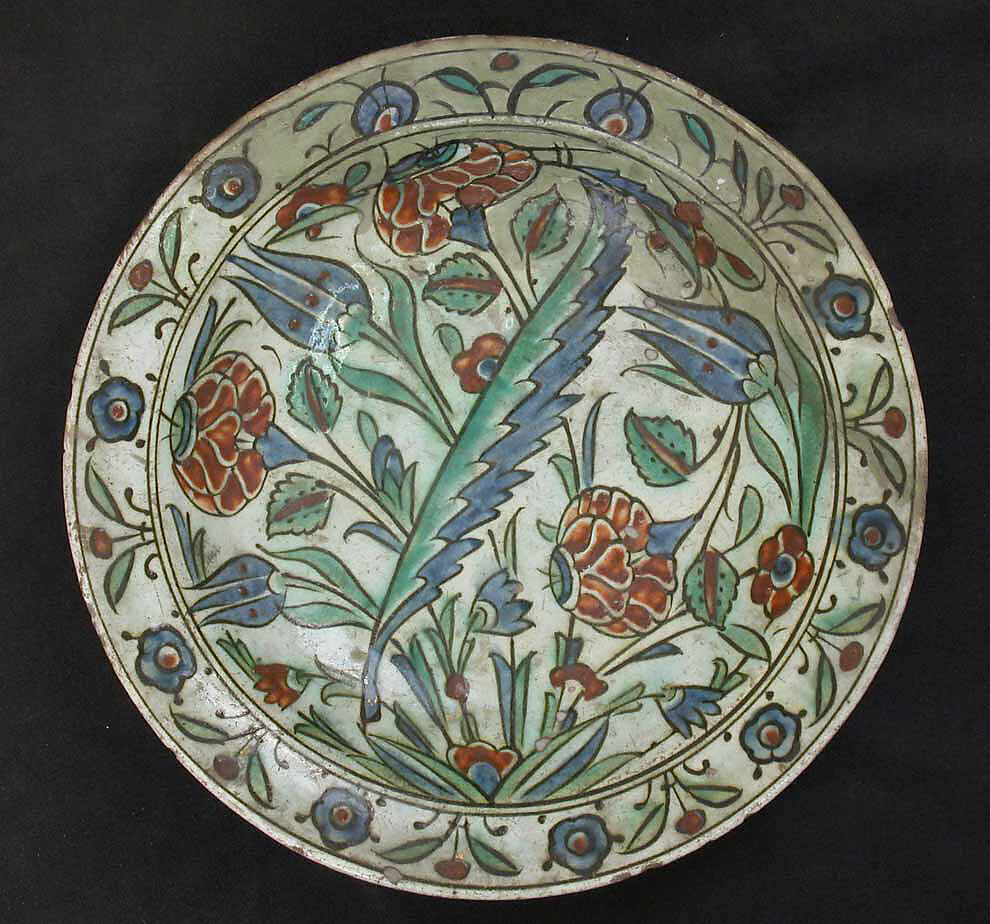 Dish, Stonepaste; underglaze painted 