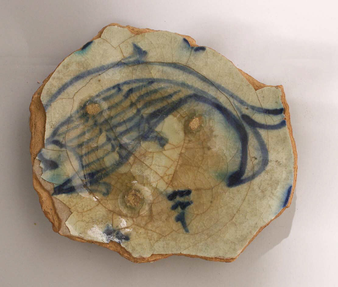 Fragment of a Dish, Stonepaste; underglaze painted 