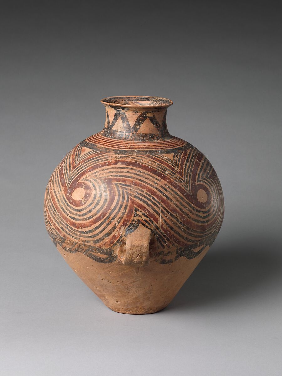 Jar (Hu), Earthenware with painted decoration, China