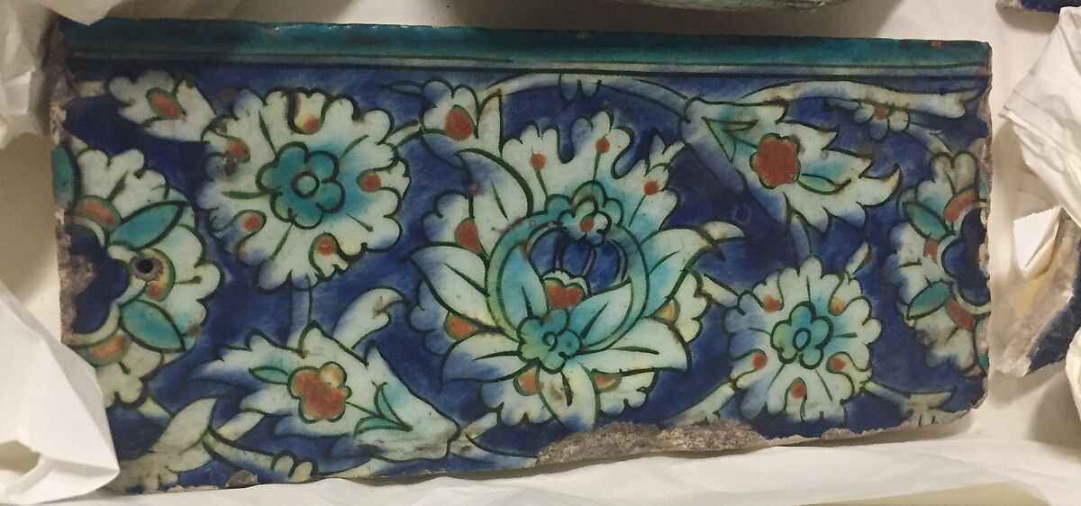 Tile, Stonepaste; underglaze painted 