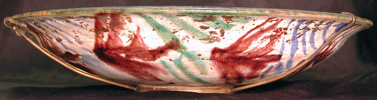 Dish, Stonepaste; underglaze painted