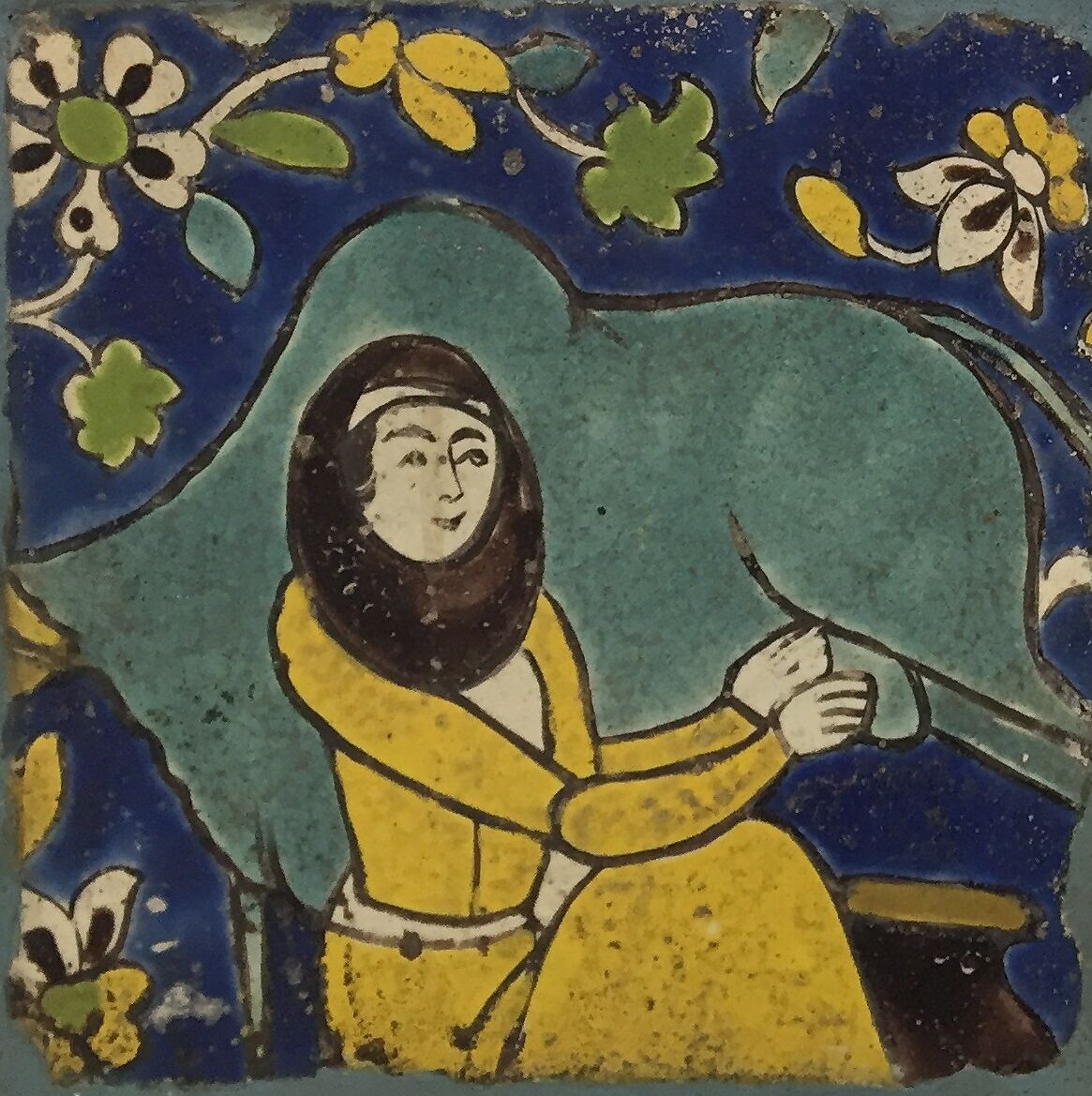 Tile, Stonepaste; glazed 