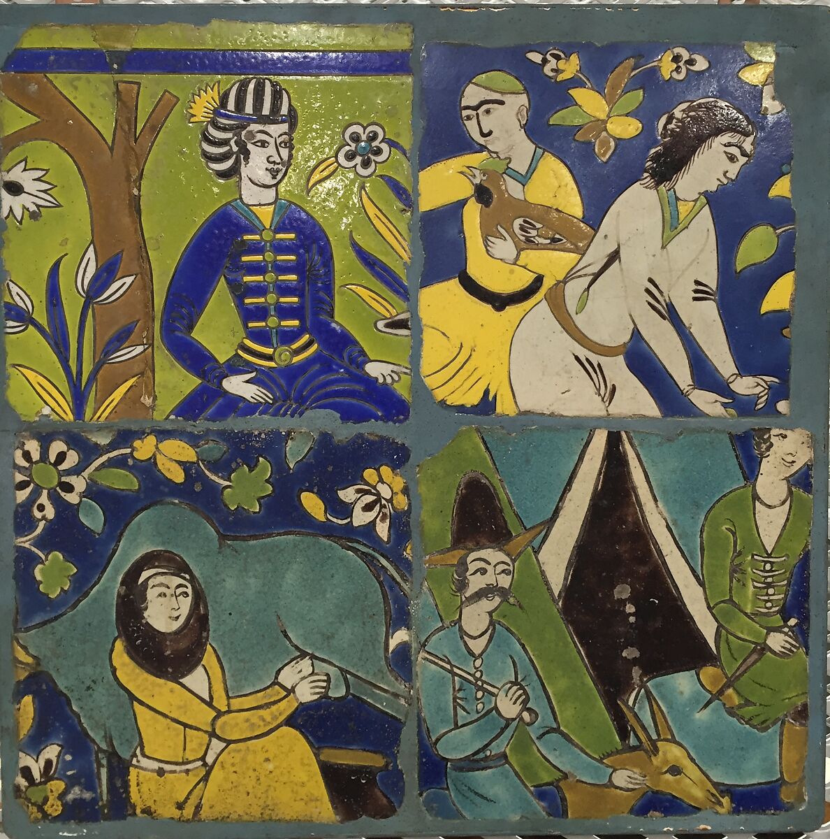 Tile, Stonepaste; glazed