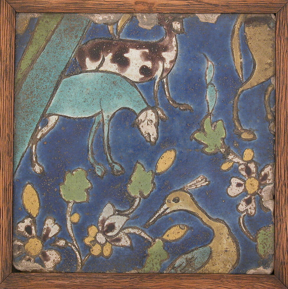 Tile, Stonepaste; glazed 