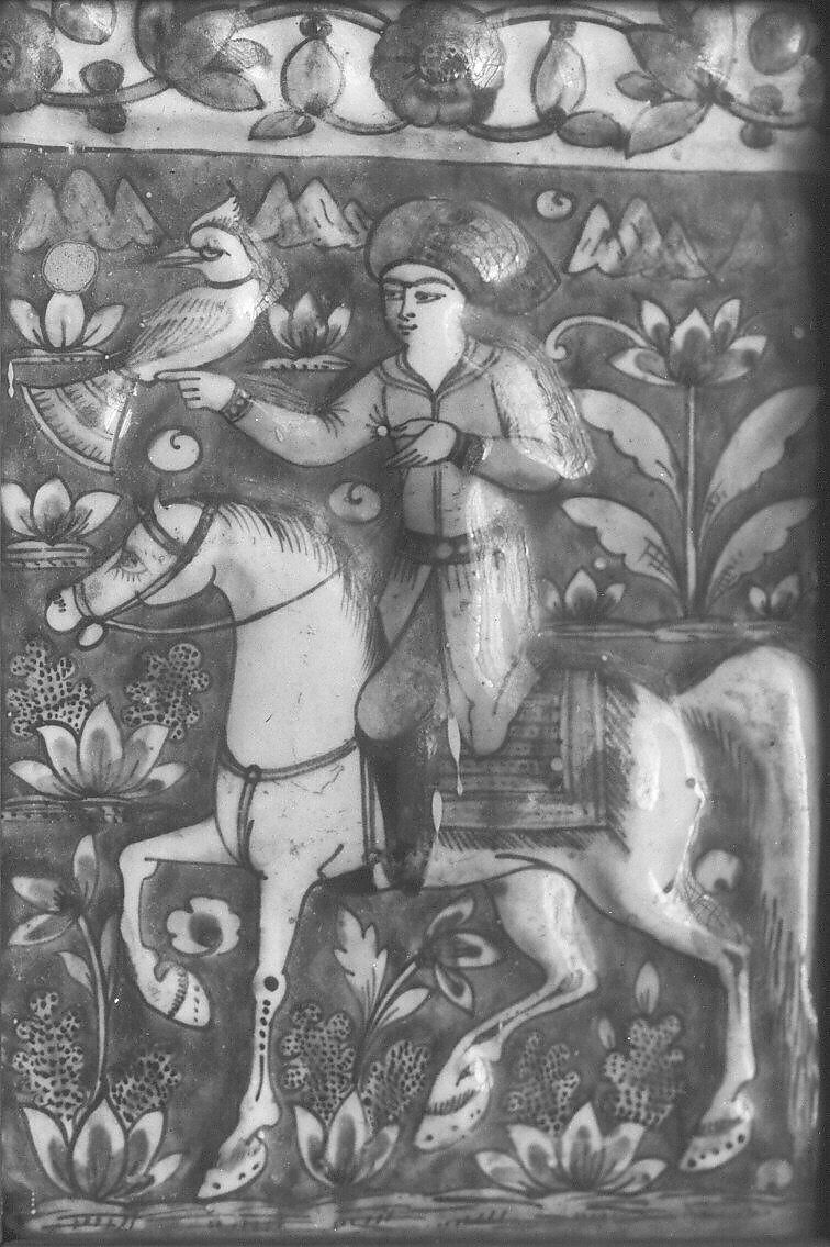 Tile, Stonepaste; glazed