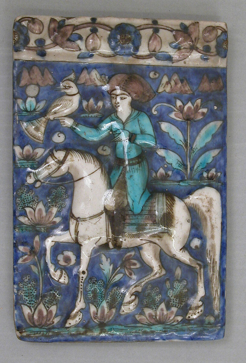 Tile, Stonepaste; glazed 