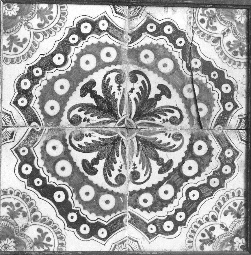 Tile, Stonepaste; glazed