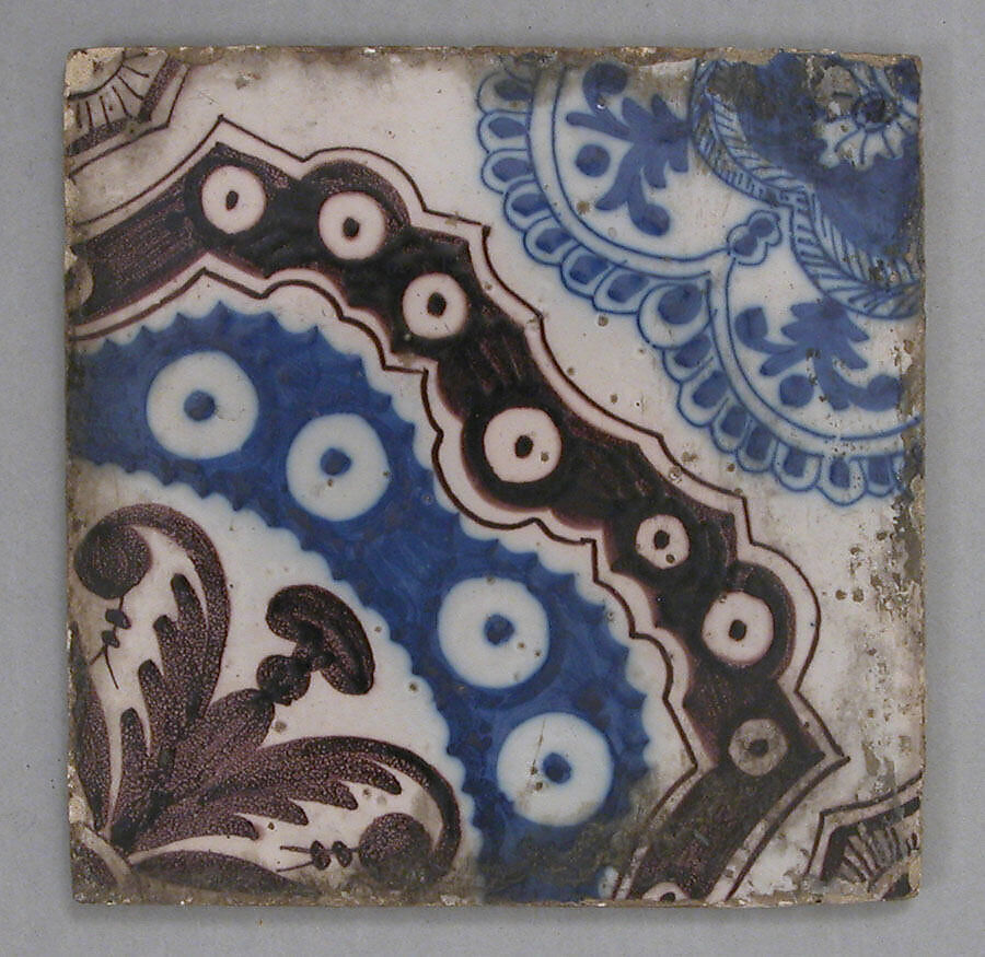 Tile, Stonepaste; glazed 