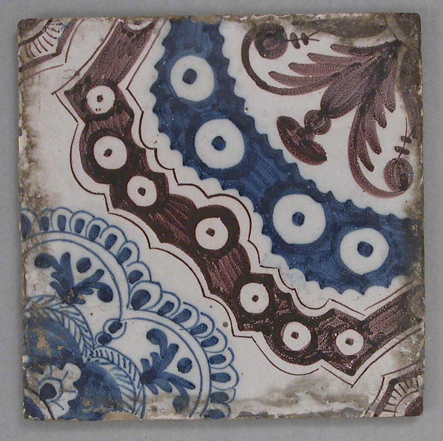 Tile, Stonepaste; glazed 