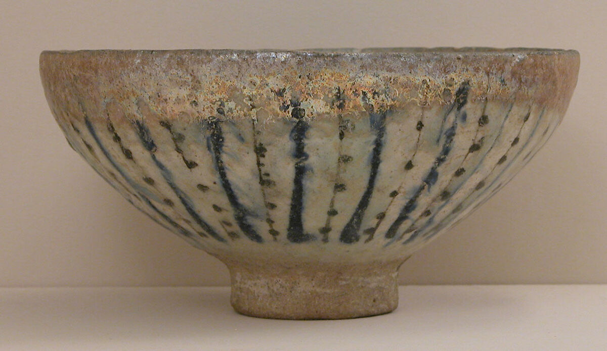 Bowl with Radiating Panel Design, Stonepaste; underglaze painted