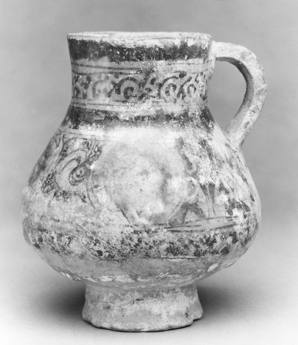 Ewer, Stonepaste; underglaze and luster-painted