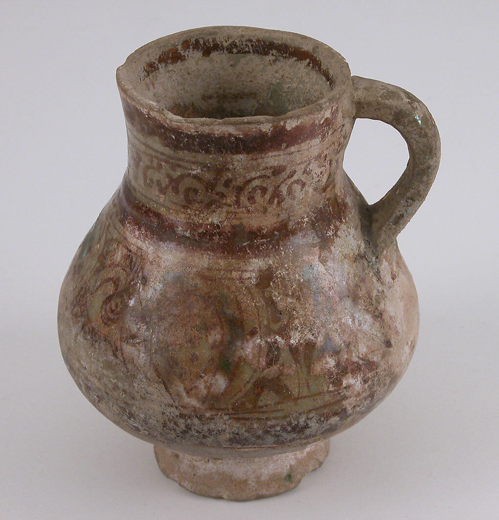 Ewer, Stonepaste; underglaze and luster-painted 