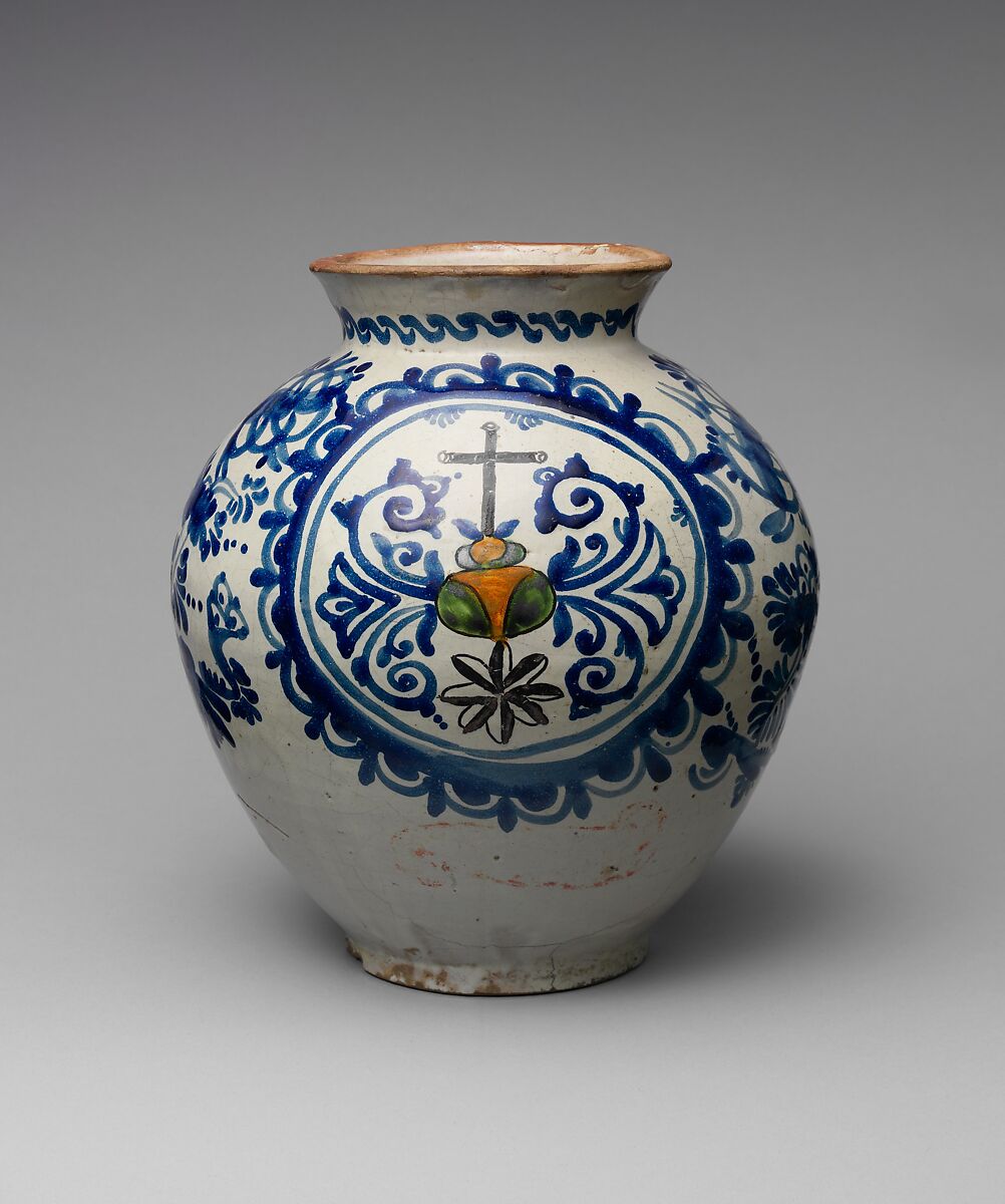 Jar, Tin-glazed earthenware, Mexican 