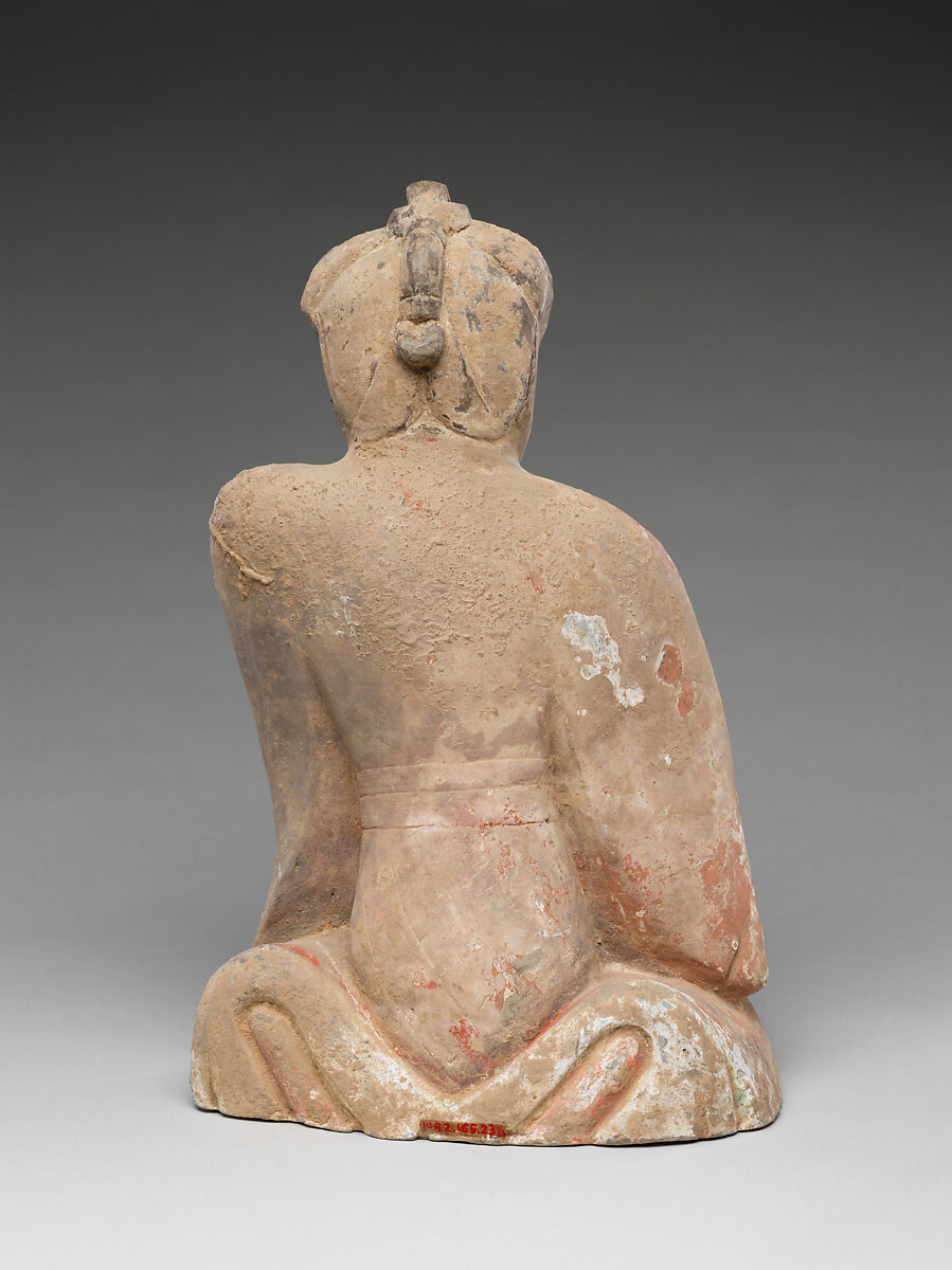 Pair of Seated Figures Playing Liubo, Earthenware with pigment, China