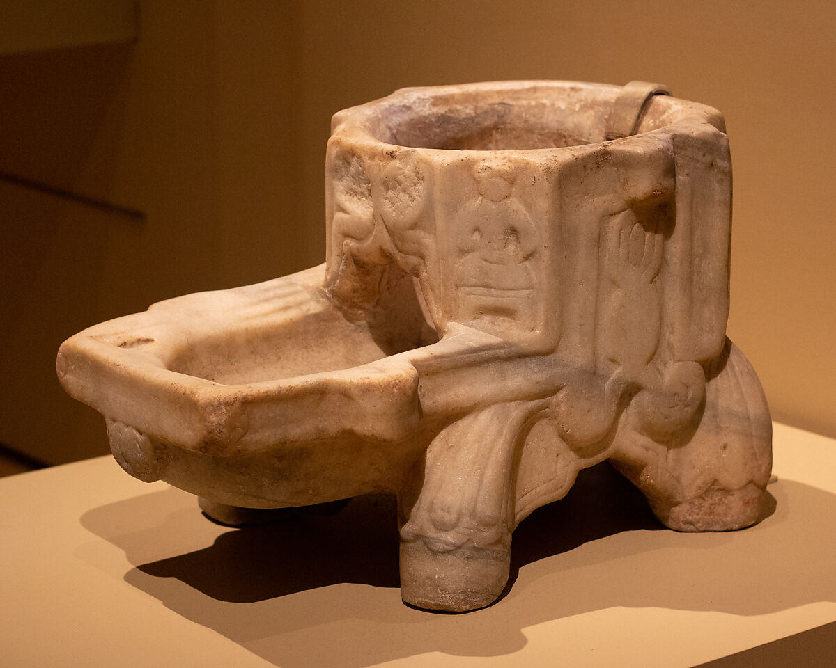 Stand for Water Jar, Marble; carved