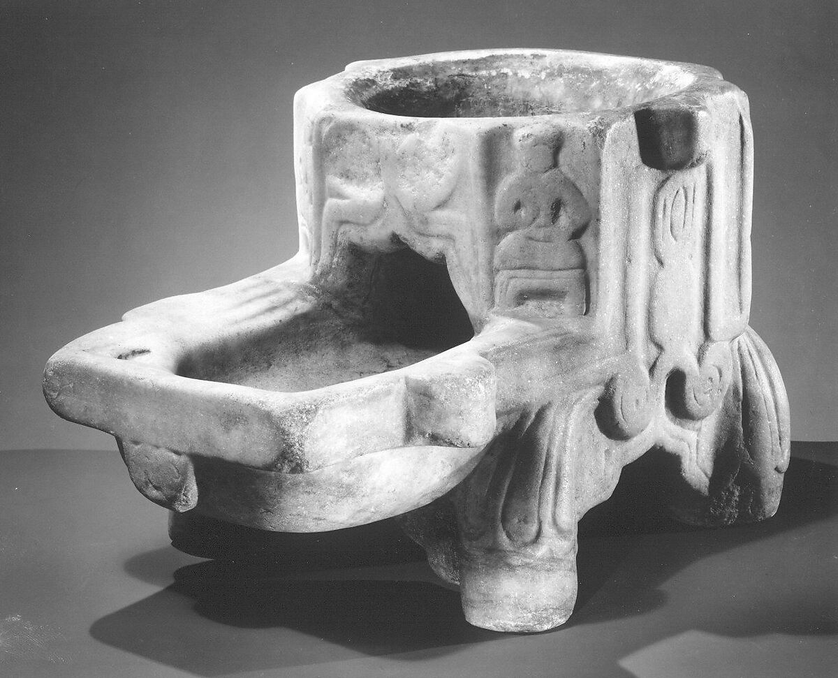 Stand for Water Jar, Marble; carved